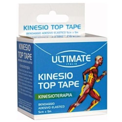 BENDAGGIO ADESIVO ELASTICO ULTIMATE ITALIA KINESIO TOP TAPE FUCSIA 5 CM X 5 M