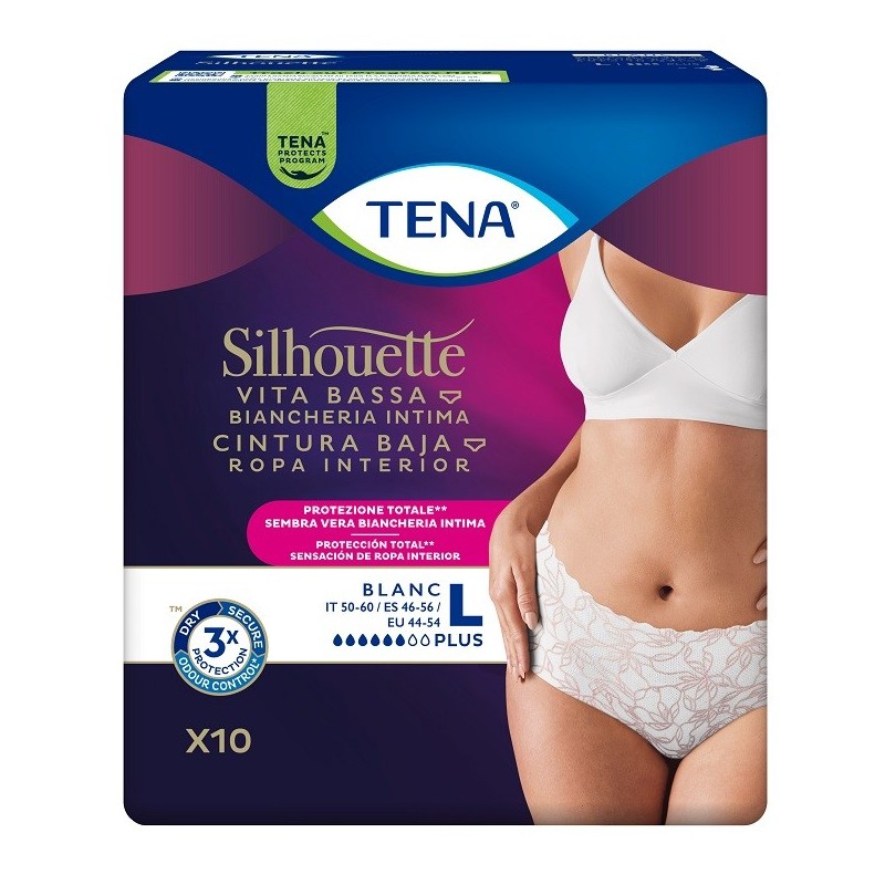 PANNOLONE A MUTANDINA ASSORBENTE TENA SILHOUETTE PLUS WHITE LARGE 10 PEZZI