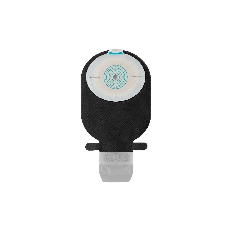 SACCA ILEOSTOMIA SENSURA MIO PIANO RIVESTIMENTO NERO APERTURA ISPEZIONABILE MIDI W/W FORO RITAGLIABILE 10-45 30 PEZZI
