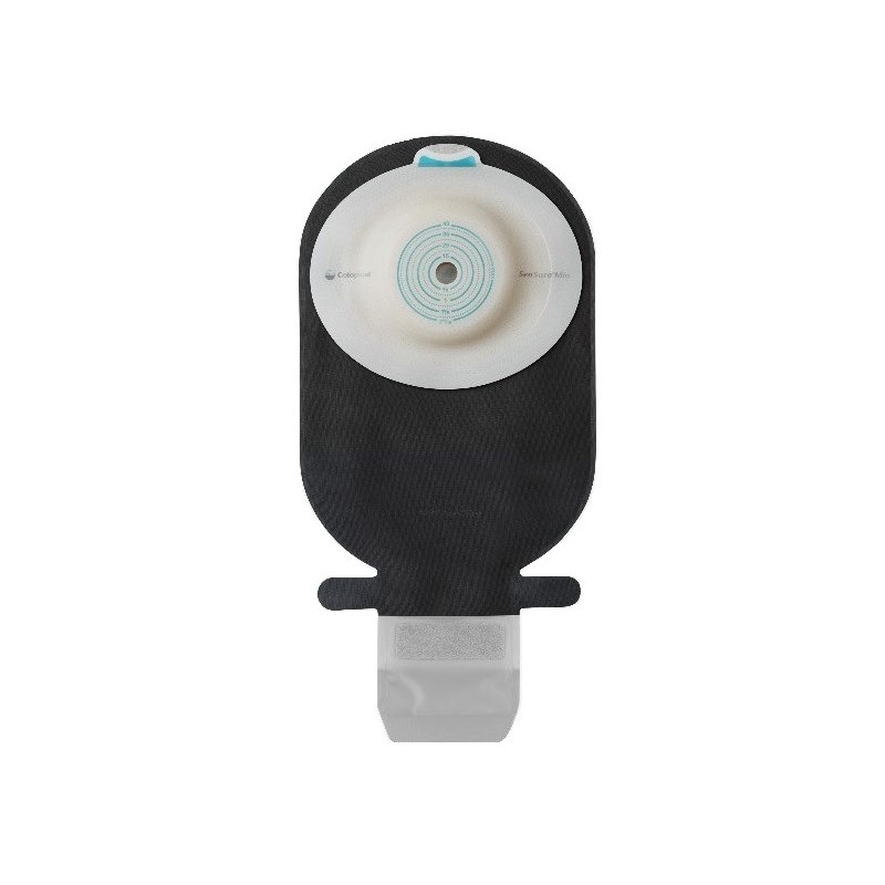 SACCA ILEOSTOMIA SENSURA MIO CONVEX LIGHT RIVESTIMENTO NERO APERTURA ISPEZIONABILE MIDI FORO RITAGLIABILE 15-33 10 PEZZI