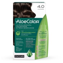 ALOECOLOR 4,0 CASTANO TINTA PERMANENTE CAPELLI COLORE AD ALTA PIGMENTAZIONE 50 ML + RIVELATORE ALOEOSSIGENATA 75 ML + SHAMPOO AL