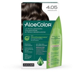 ALOECOLOR 4,05 CIOCCOLATO TINTA PERMANENTE CAPELLI COLORE AD ALTA PIGMENTAZIONE 50 ML + RIVELATORE ALOEOSSIGENATA 75 ML + SHAMPO