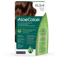 ALOECOLOR 6,34 BIONDO SCURO MIELE TINTA PERMANENTE CAPELLI COLORE AD ALTA PIGMENTAZIONE 50 ML + RIVELATORE ALOEOSSIGENATA 75 ML 