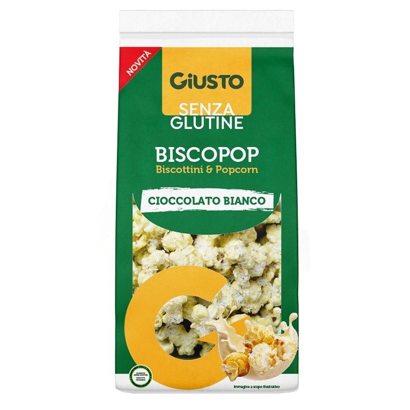 GIUSTO SENZA GLUTINE BISCOPOP BISCOTTINI & POPCORN CIOCCOLATO BIANCO 80 G