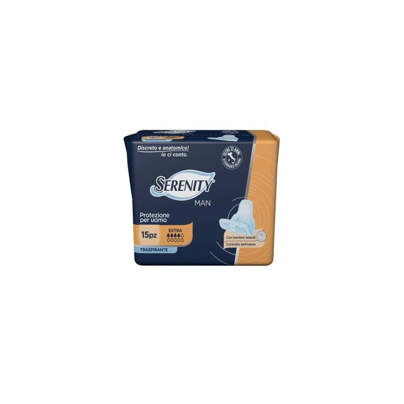 PANNOLINO SERENITY LIGHT MAN EXTRA CON ADESIVO O ALTRO FISSAGGIO 15 PEZZI