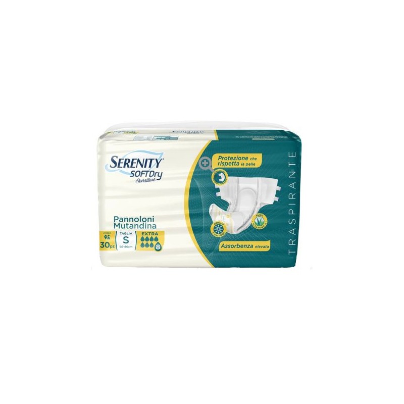 SERENITY PANNOLONE MUTANDINA SD SENSITIVE EXTRA TAGLIA S 30 PEZZI