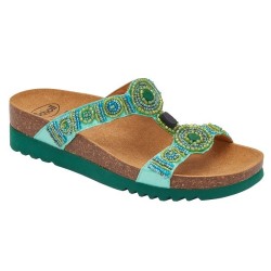 CALZATURA NEW BOGOTA' WEDGE SATIN+BEADS W EMERALD/GREEN 36