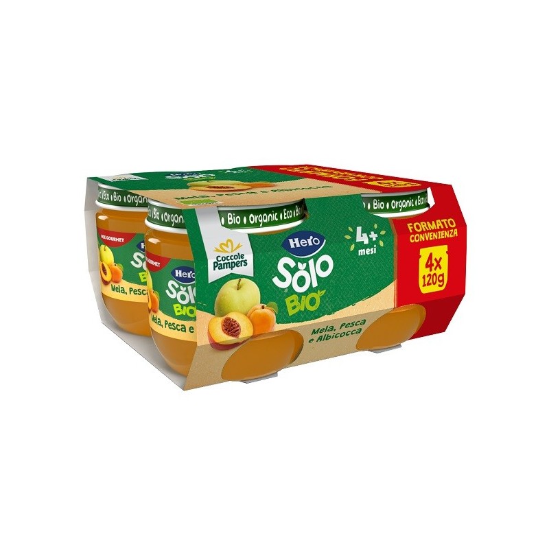 HERO SOLO OMOGENEIZZATO MELA PESCA E ALBICOCCA 4X120 G