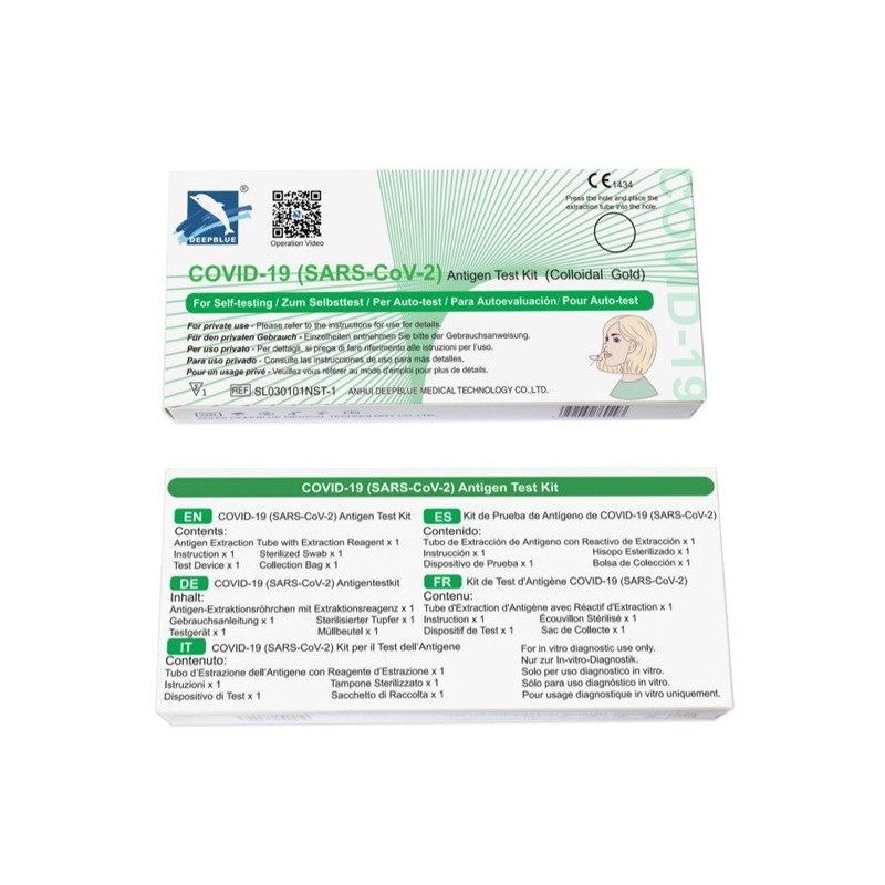 TEST ANTIGENICO RAPIDO COVID-19 DEEPBLUE AUTODIAGNOSTICO DETERMINAZIONE QUALITATIVA ANTIGENI SARS-COV-2 IN TAMPONI NASALI MEDIAN