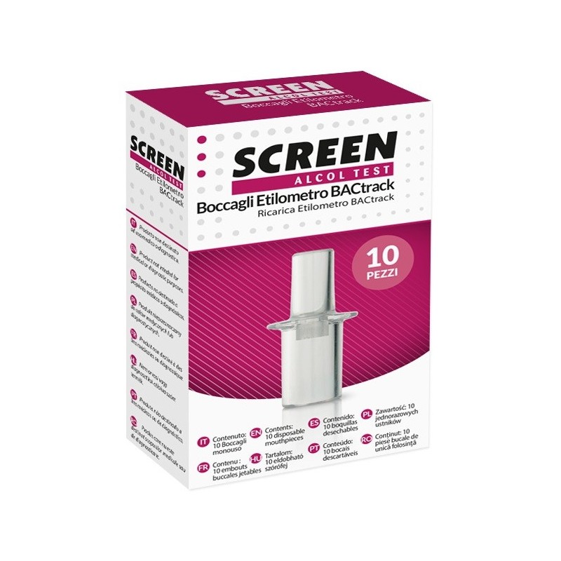SCREEN ALCOL TEST BOCCAGLI ETILOMETRO BACTRACK RICARICA 10 PEZZI SCREEN ALCOL TEST BOCCAGLI ETILOMETRO BACTRACK RICARICA 10 PEZZI