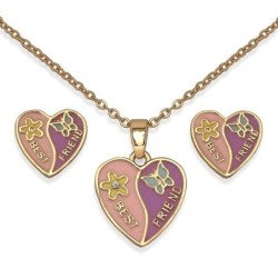 BJS002 PARURE ORECCHINI+COLLANINA BEST FRIEND GOLD PLATED