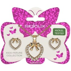 BJS011 PARURE ORECCHINI+COLLANINA FLAKE HEART GOLD PLATED