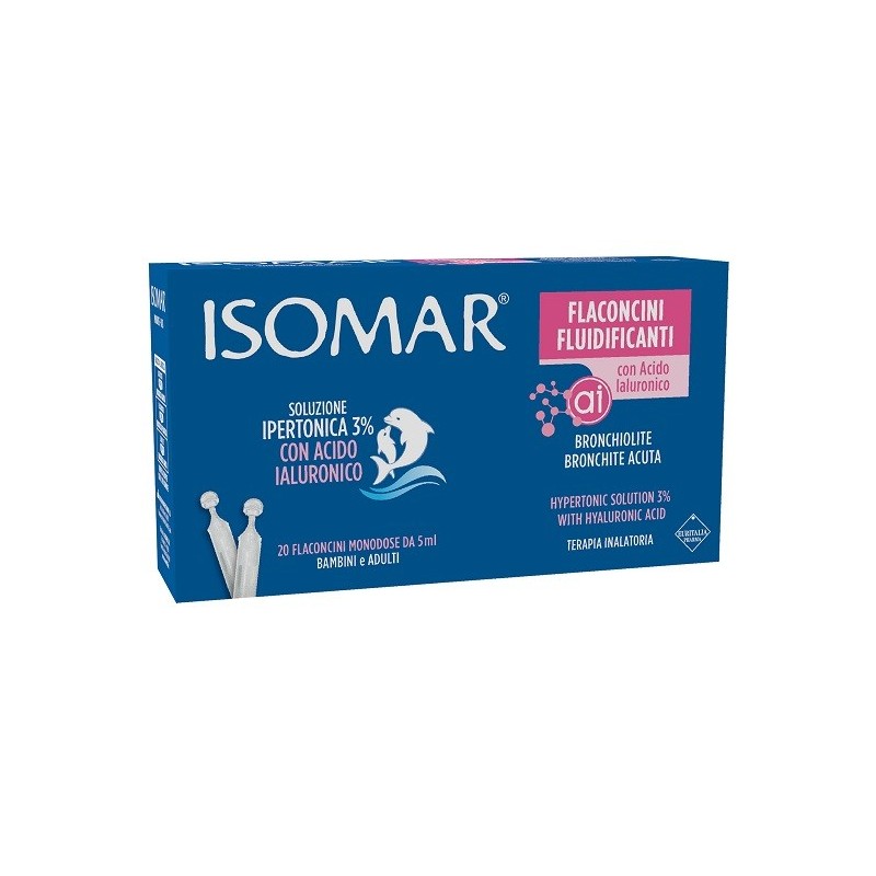 ISOMAR FLACONCINI FLUIDIFICANTI SOLUZIONE IPERTONICA 30%+ACIDO IALURONICO 20 FLACONCINI DA 5 ML