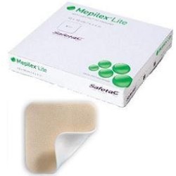 SCHIUMA DI POLIURETANO ASSORBENTE SOTTILE CON STRATO DI CONTATTO IN SILICONE MORBIDO MEPILEX LITE 15X15 5 PEZZI
