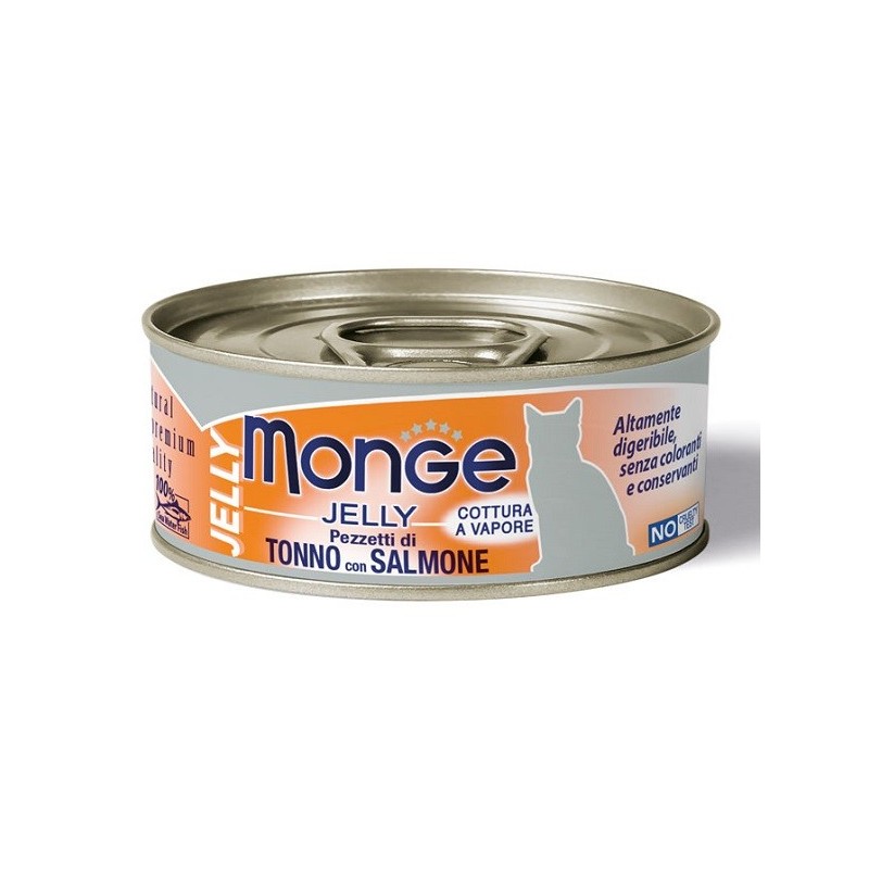 MONGE NATURAL QUALITY GATTO MONGE JELLY PEZZETTI DI TONNO BONITO/SALMONE 80 G