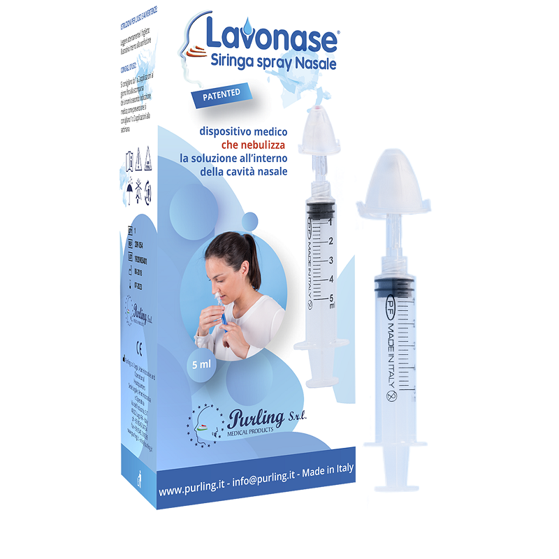 LAVONASE SIRINGA SPRAY NASALE NON STERILE 5 ML LUER-LOCK CON CAPPUCCIO + UGELLO NASALE CON RACCORDO LUER-LOCK + PERFORATORE CON LAVONASE SIRINGA SPRAY NASALE NON STERILE 5 ML LUER-LOCK CON CAPPUCCIO + UGELLO NASALE CON RACCORDO LUER-LOCK + PERFORATORE CON