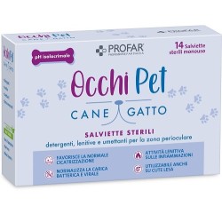PROFAR OCCHI PET SALVIETTE DETERGENTI LENITIVE E UMETTANTI PER ZONA PERIOCULARE 14 PEZZI STERILI E MONOUSO