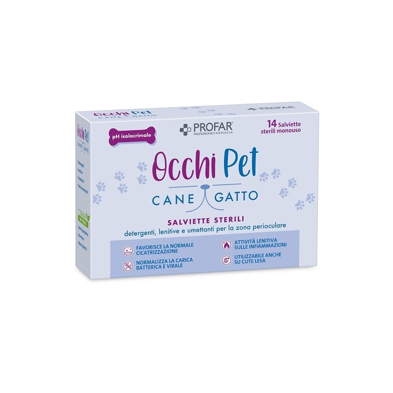 PROFAR OCCHI PET SALVIETTE DETERGENTI LENITIVE E UMETTANTI PER ZONA PERIOCULARE 14 PEZZI STERILI E MONOUSO