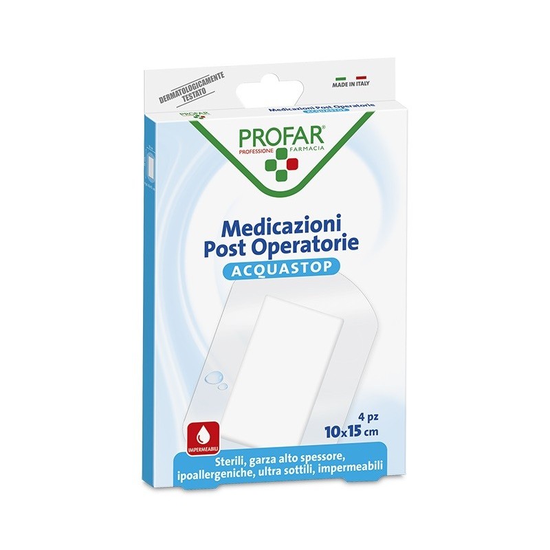 ACQUASTOP MEDICAZIONE POST OPERATORIA 10X15 CM PROFAR MED 4 PEZZI