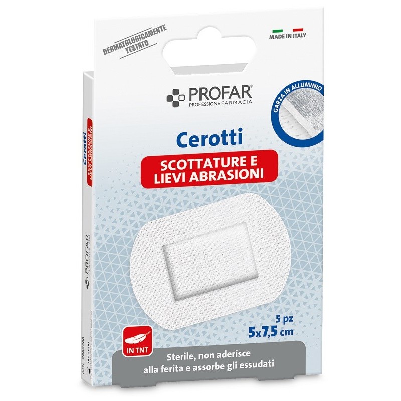 CEROTTI PROFAR SCOTTATURE E LIEVI ABRASIONI IN TNT 5X7,5CM 5 PEZZI