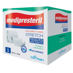 MEDIPRESTERIL ROCCHETTO ROTOLO STRETCH TESSUTO NON TESSUTO 10 CM X 1000 CM