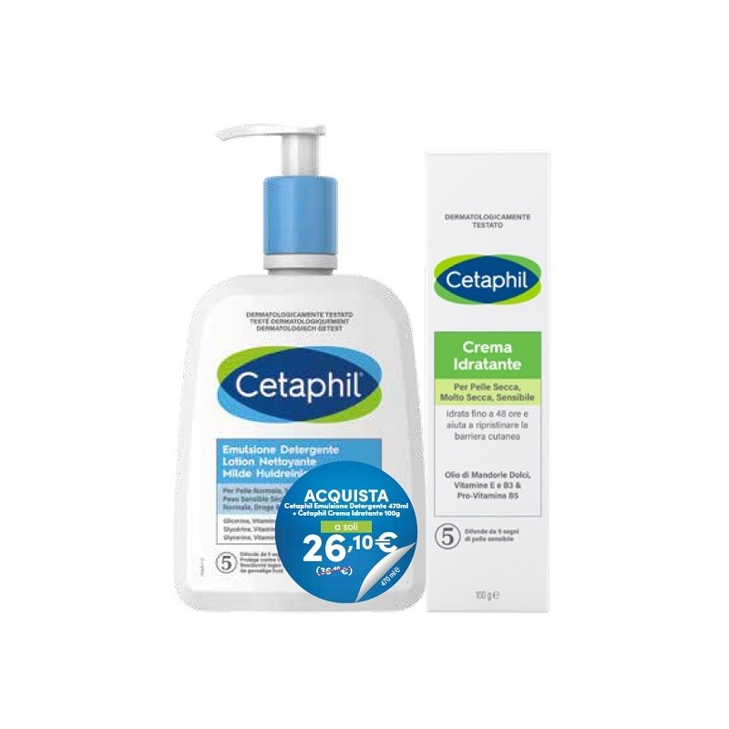 CETAPHIL BIPACK EMULSIONE DETERGENTE 470 ML + CREMA IDRATANTE 100 G