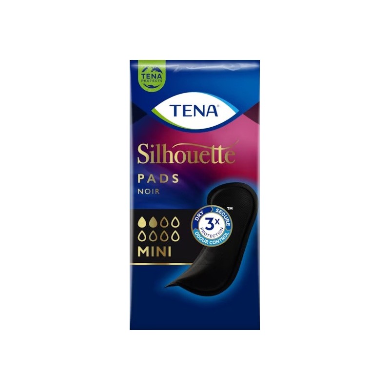 ASSORBENTE NERO INCONTINENZA LEGGERA TENA SILHOUETTE NOIR MINI 18 PEZZI