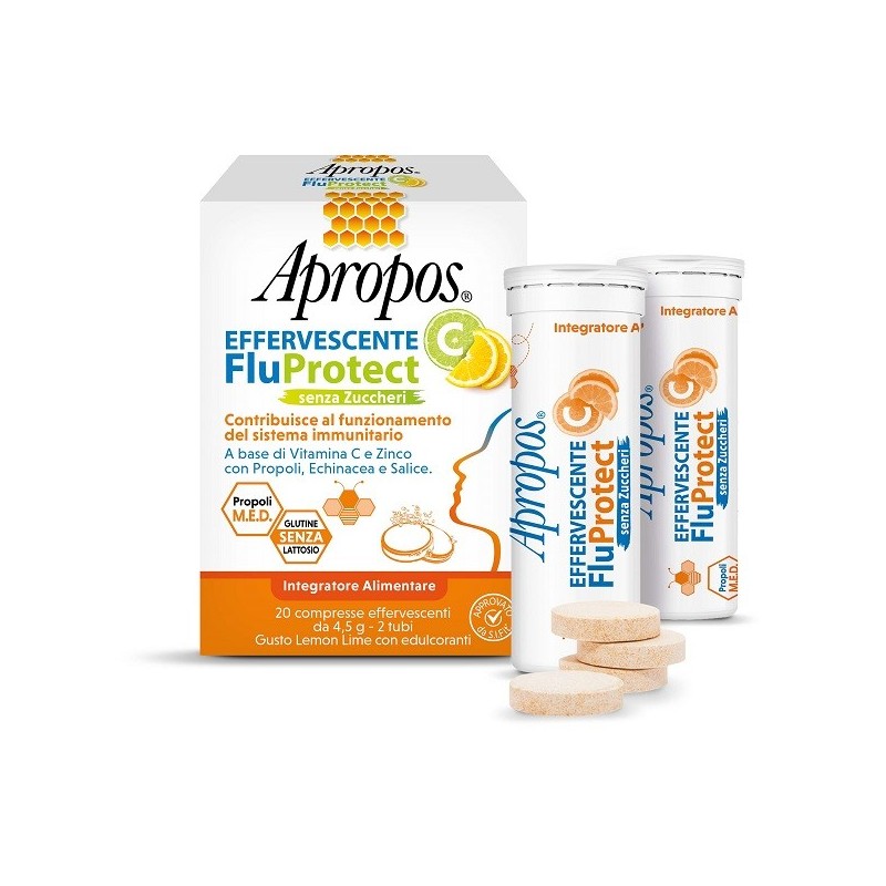APROPOS EFFERVESCENTE C FLUPROTECT SENZA ZUCCHERI 20 COMPRESSE EFFERVESCENTI