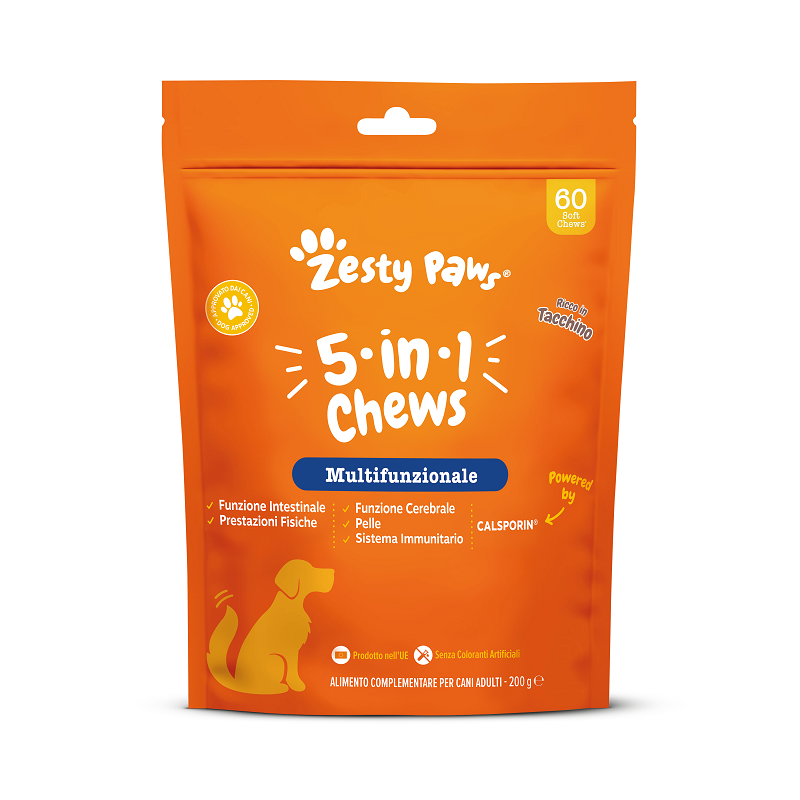 ZESTY PAWS 5 IN 1 60 CHEWS TURKEY