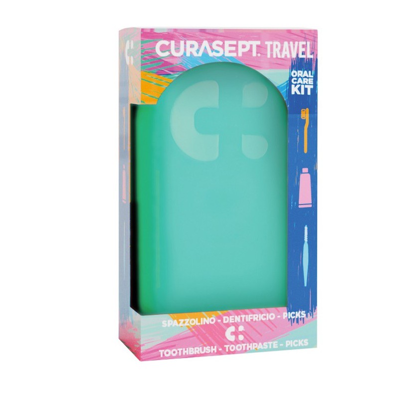 CURASEPT TRAVEL VERDE 1 SPAZZOLINO + 1 DENTIFRICIO 20 ML + 3 PICKS