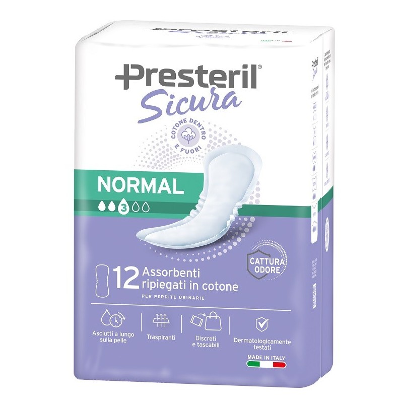 PRESTERIL SICURA ASSORBENTE INCONTINENZA NORMAL 12 PEZZI
