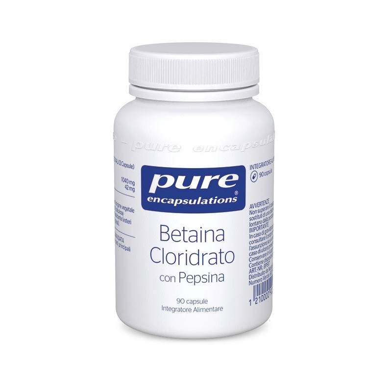 PURE ENCAPSUL BETAINA CLORIDRATO CON PEPSINA 90 CAPSULE