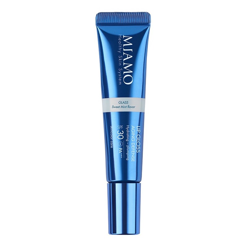 MIAMO SKINCOLOR CARE LIP GLOSS AGING DEFENSE SPF 30+ GLASS SWEET MINT FLAVOR 15 ML