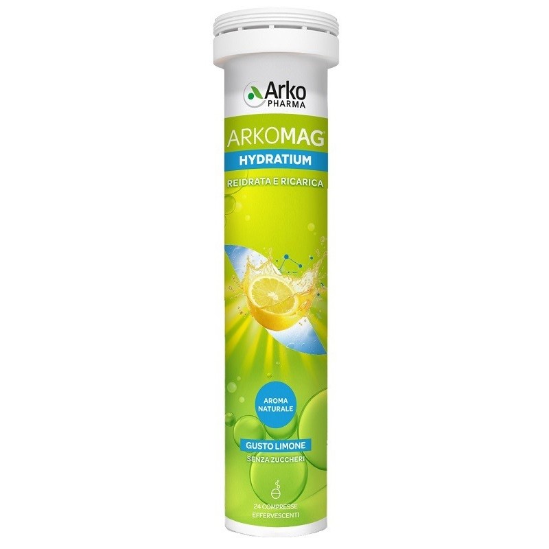 ARKOMAG HYDRATIUM REIDRATA E RICARICA LIMONE 24 COMPRESSE EFFERVESCENTI SENZA ZUCCHERI CON EDULCORANTE