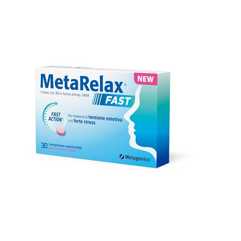 METARELAX FAST 30 COMPRESSE MASTICABILI GUSTO NATURALE DI FRAGOLA SENZA GLUTINE SENZA LATTOSIO CON EDULCORANTI