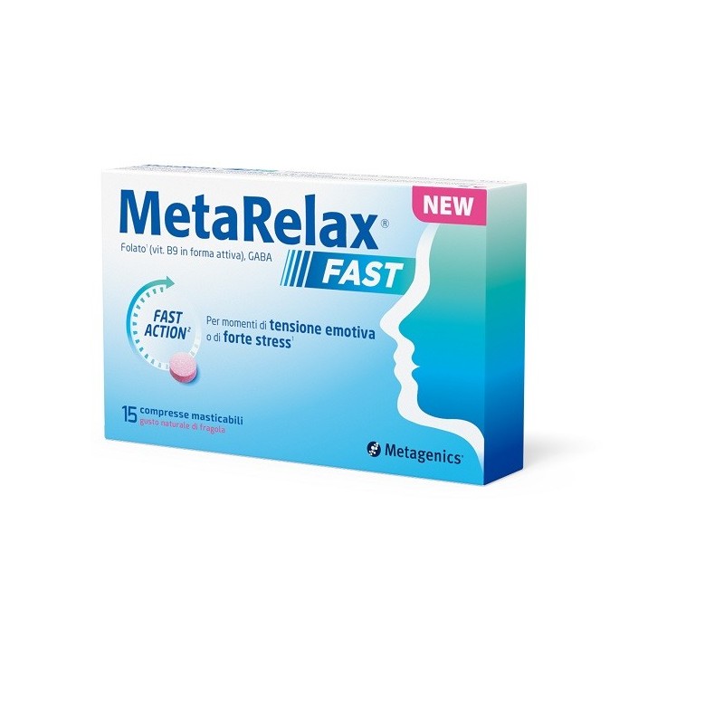METARELAX FAST 15 COMPRESSE MASTICABILI GUSTO NATURALE DI FRAGOLA SENZA GLUTINE SENZA LATTOSIO CON EDULCORANTI
