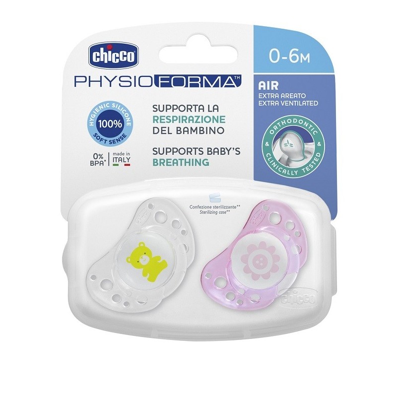 CHICCO SUCCHICCO AIR GIRL SILICONE 0-6 MESI 2 PEZZI CHICCO SUCCHICCO AIR GIRL SILICONE 0-6 MESI 2 PEZZI