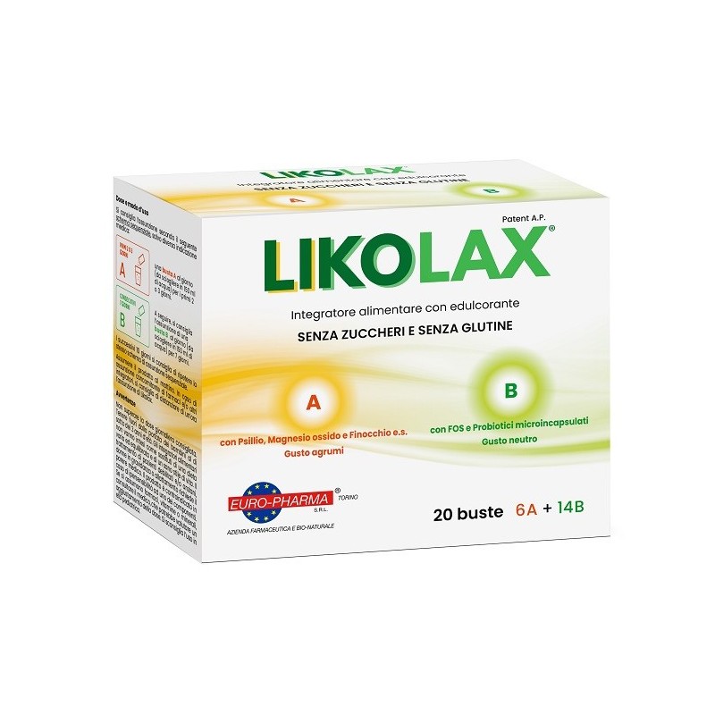 LIKOLAX 6 BUSTINE A 5 G GUSTO AGRUMI + 14 BUSTINE B 3 G GUSTO NEUTRO SENZA GLUTINE