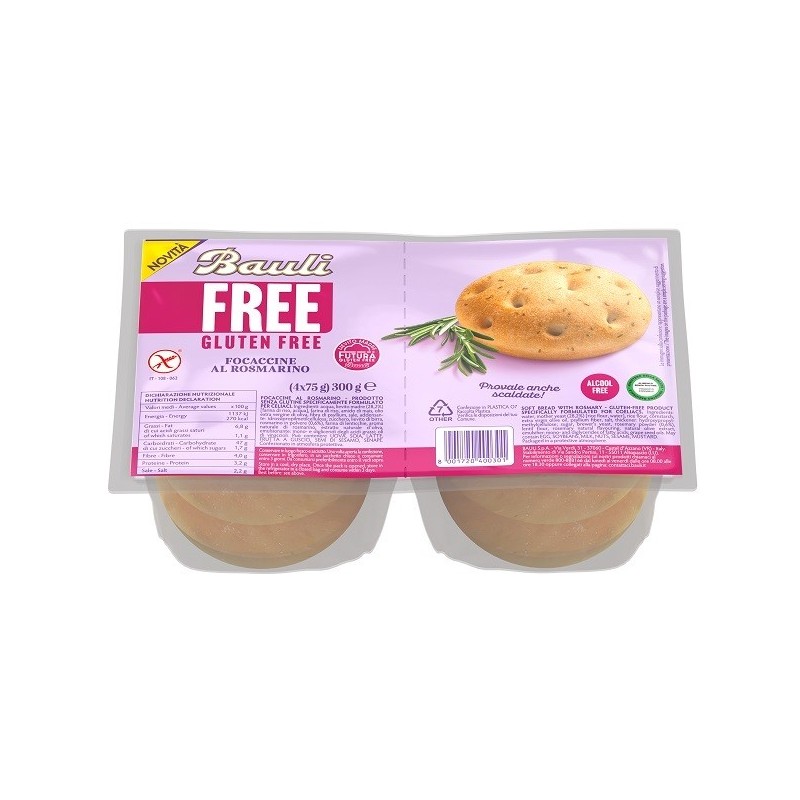 BAULI FREE FOCACCINE ROSMARINO 4 PEZZI DA 75 G