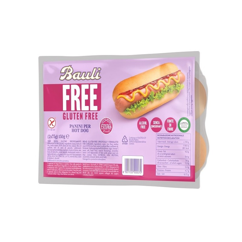 BAULI FREE PANINI HOT DOG 2 PEZZI DA 75 G