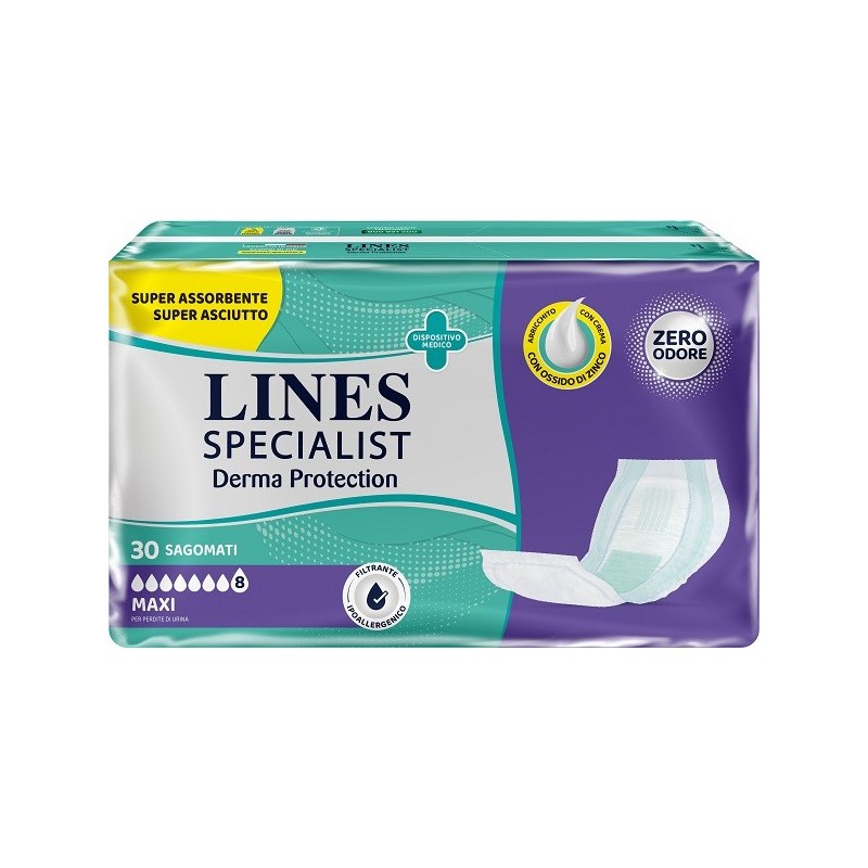 LINES SPECIALIST DERM PANNOLONE SAGOMATO MAXI 30 PEZZI LINES SPECIALIST DERM PANNOLONE SAGOMATO MAXI 30 PEZZI