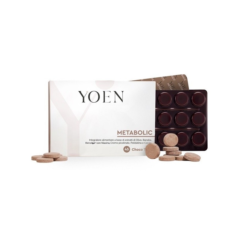 YOEN METABOLIC 45 COMPRESSE MASTICABILI CON EDULCORANTI SENZA GLUTINE E LATTOSIO