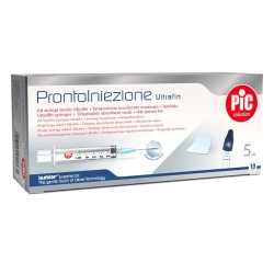 PRONTOINIEZIONE ULTRAFIN KIT SIRINGA STERILE 5 ML GAUGE 23 10 PEZZI + TAMPONCINO ASSORBENTE MONOUSO + APRIFIALA
