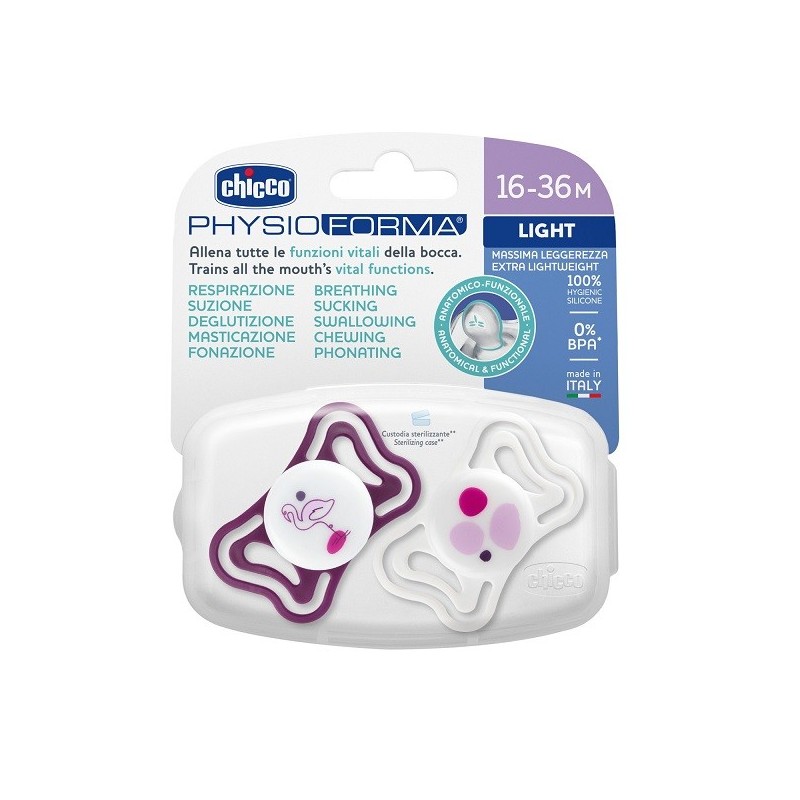 CHICCO SUCCHIETTO LIGHT ROSA SILICONE 16-36M 2 PEZZI CHICCO SUCCHIETTO LIGHT ROSA SILICONE 16-36M 2 PEZZI