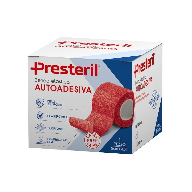 BENDA ELASTICA AUTOADESIVA LATEX FREE PRESTERIL CM 5X4,5 M TESI ROSSO