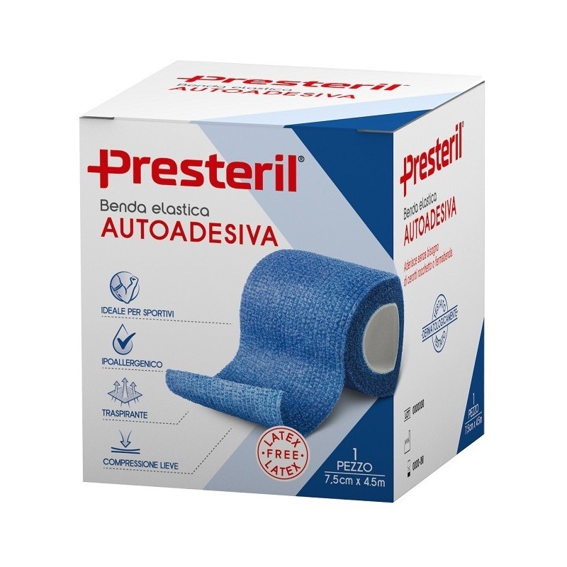 BENDA ELASTICA AUTOADESIVA LATEX FREE PRESTERIL CM 7,5X4,5 M TESI BLU