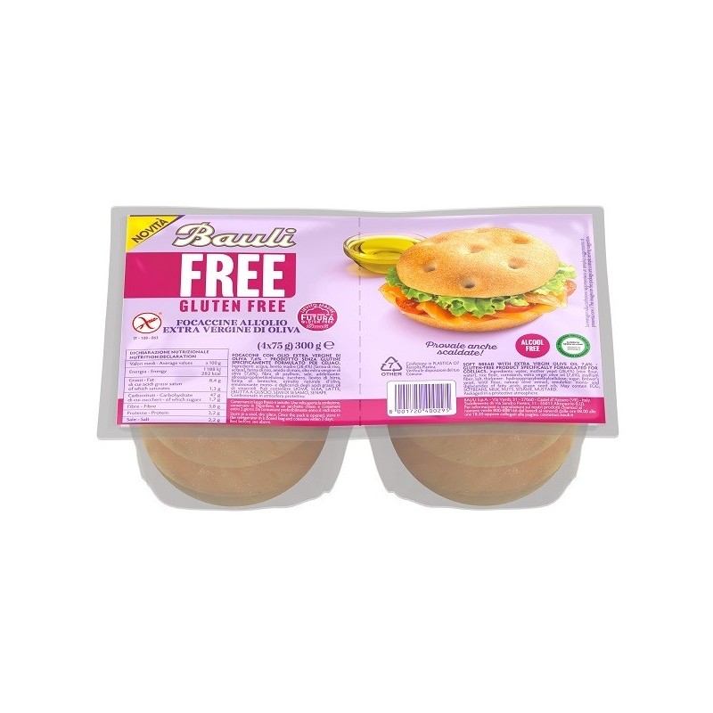 BAULI FREE FOCACCINE OLIO EXTRA VERGINE OLIVA 4 PEZZI DA 75 G