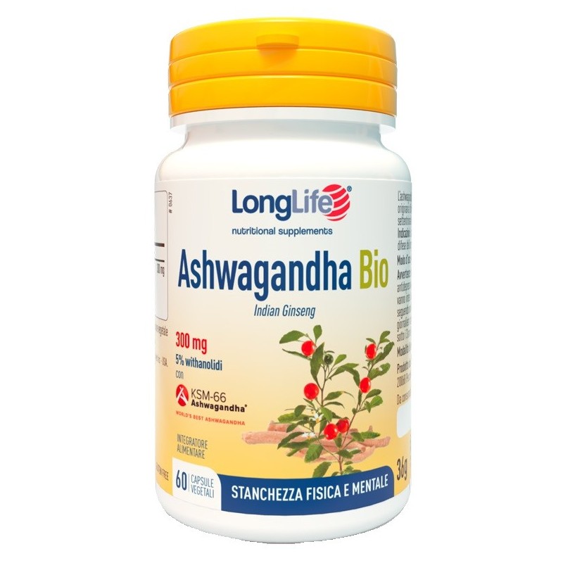 LONGLIFE ASHWAGANDHA BIO 5% 300 MG 60 CAPSULE VEGETALI