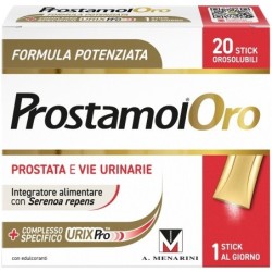 PROSTAMOL ORO 20 STICK OROSOLUBILI DA 1,6 G GUSTO FRUTTI ROSSI CON EDULCORANTI SENZA ZUCCHERI SENZA GLUTINE NATURALMENTE PRIVO D