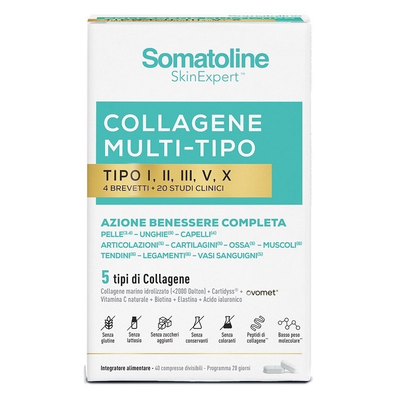 SOMATOLINE COLLAGENE MULTI TIPO 40 COMPRESSE 1025 MG SENZA GLUTINE SENZA LATTOSIO